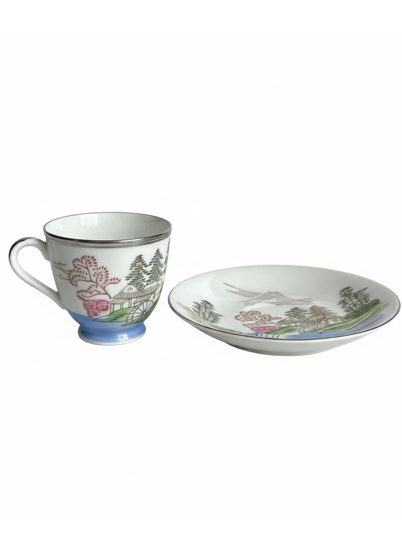 Set of 14 pieces coffe set of 6 coffee cups, 6 saucers & coffee & milk pot - Image 2