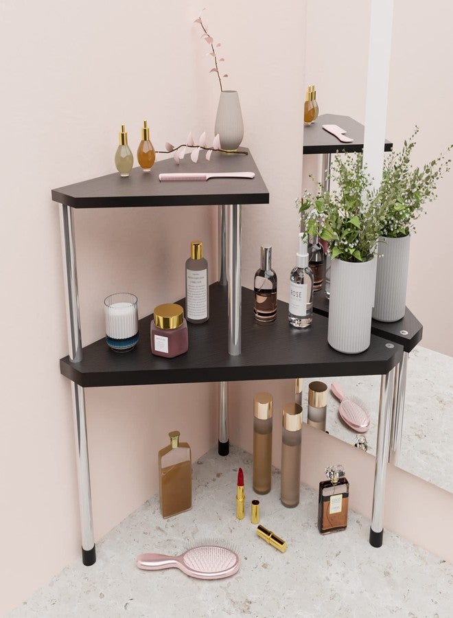 Weenson Bathroom Counter Organizer Over Sink for Toiletries, Makeup, Kitchen Countertop Organizer Spice Rack for Salt, 2-Tier Corner Counter Shelf for Coffee Area Storage Dresser Table(Black) - Image 5
