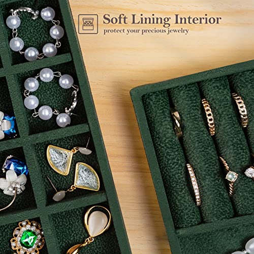 ProCase Stackable Jewelry Organizer Trays for Drawers, Jewelry Drawer Inserts Container Display Case Storage for Earring Necklace Rings Bracelet with Removable Dividers -Green, 4 Layers - Image 5