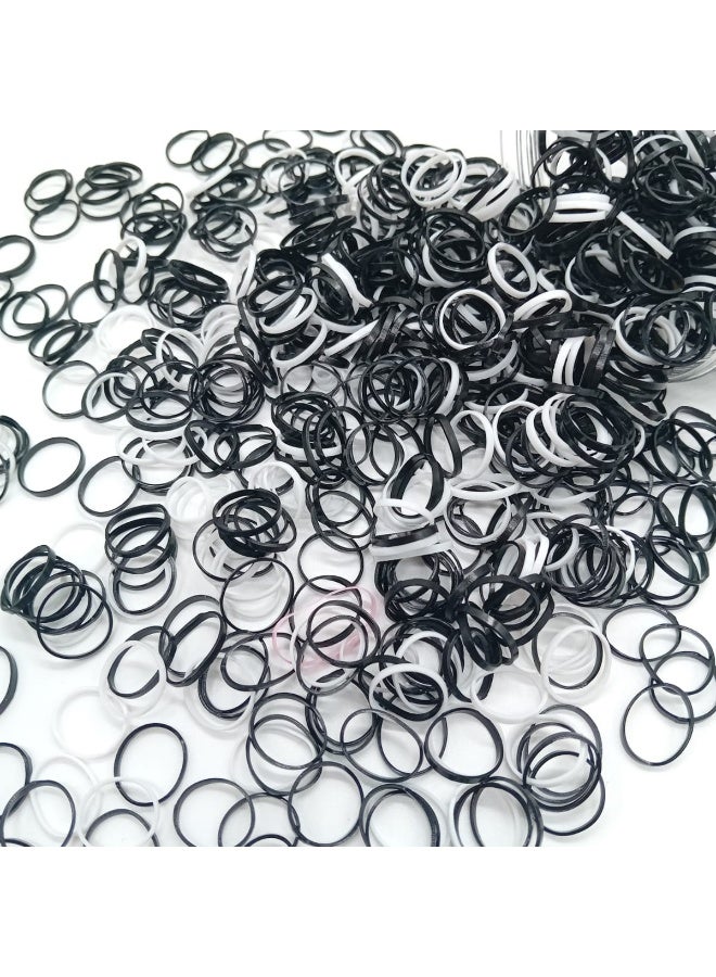 Akarm 1040 Pcs Hair Accessories Set - Includes (1000 Mini Rubber Bands + 40 Soft Elastic Ties) - Black & White. - Image 2