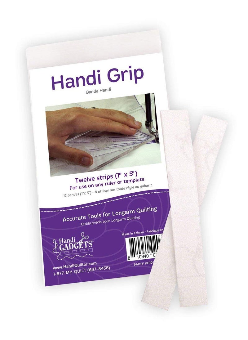 Handi Gadgets Handi Grip Adhesive Strips 12 Clear 1Inch x 5Inch Strips for Use on Any Ruler or Template 