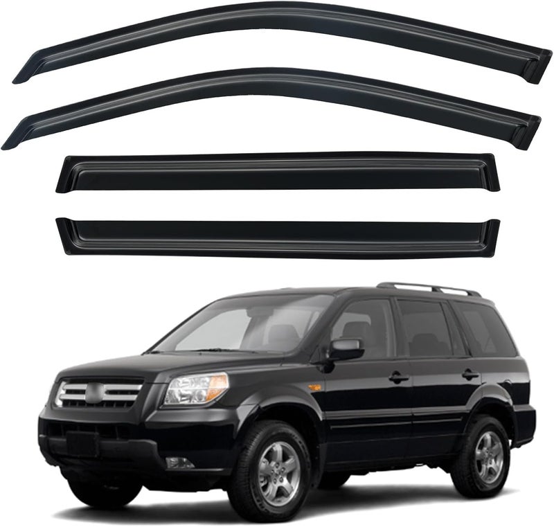 YQAUTEC Window Visors Rain Guards Shield for 2003-2008 Honda Pilot - Image 1