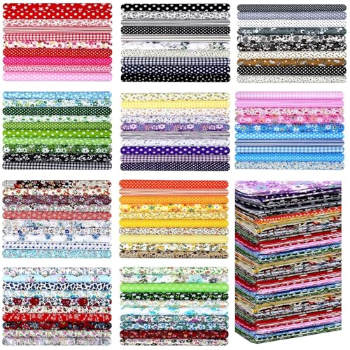 UCEHIPAW 110 Pcs 10 x 10 Inches Cotton Fabric Bundle Squares Pre Cut Patchwork Quilting Sewing Floral Printed Bundles for DIY Sewing Beginners - Image 1