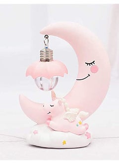Generic Unicorn Moon Night Light, LED Night Light Cartoon Nursery Lamp for Kids Kid Girl Toy Home Decor Birthday Gift Home Decor, Pink  - Image 1