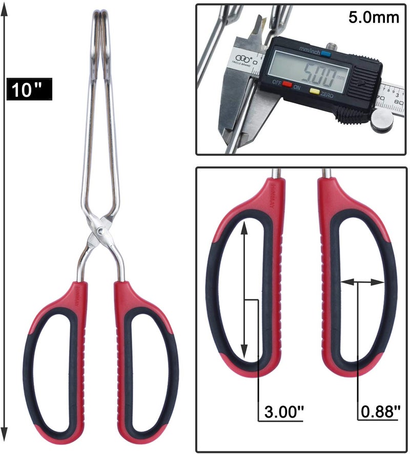 HINMAY Stainless Steel Scissor Tongs with Comfort-Grip Handle 10-Inch - Image 3