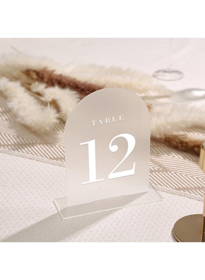 UNIQOOO UNIQOOO Frosted Arch Wedding Table Numbers with Stands 1-15, 5x7" Acrylic Display Signs and Holders, Pack of 15, Perfect for Centerpiece, Reception, Decoration, Party, Anniversary, Event  - Image 4