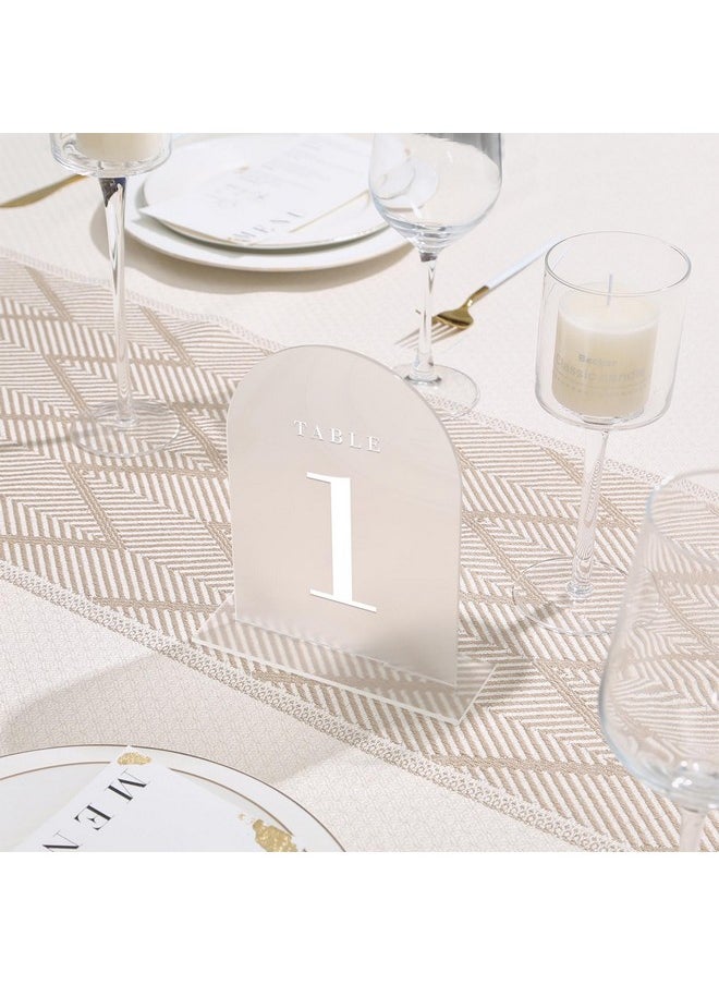 UNIQOOO UNIQOOO Frosted Arch Wedding Table Numbers with Stands 1-15, 5x7" Acrylic Display Signs and Holders, Pack of 15, Perfect for Centerpiece, Reception, Decoration, Party, Anniversary, Event  - Image 3