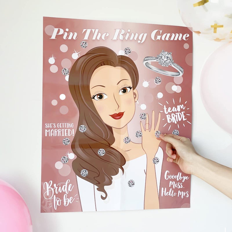 TYHJOY Pin the Ring on the Bride Game, 40 Guests Bridal Shower Bachelorette Party Decorations Games - Image 3
