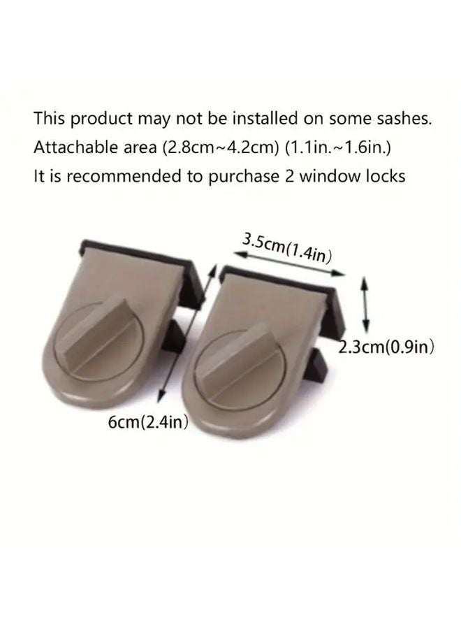 Brown Aluminum Alloy Push Pull Window Lock Anti Theft Anti Pinch Safety Easy Install - Image 4