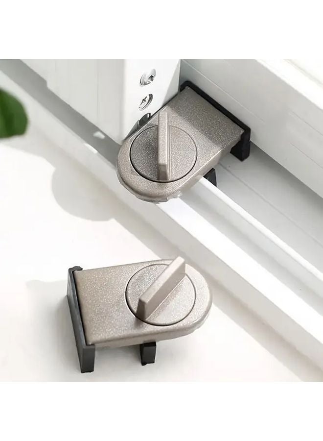 Brown Aluminum Alloy Push Pull Window Lock Anti Theft Anti Pinch Safety Easy Install - Image 3