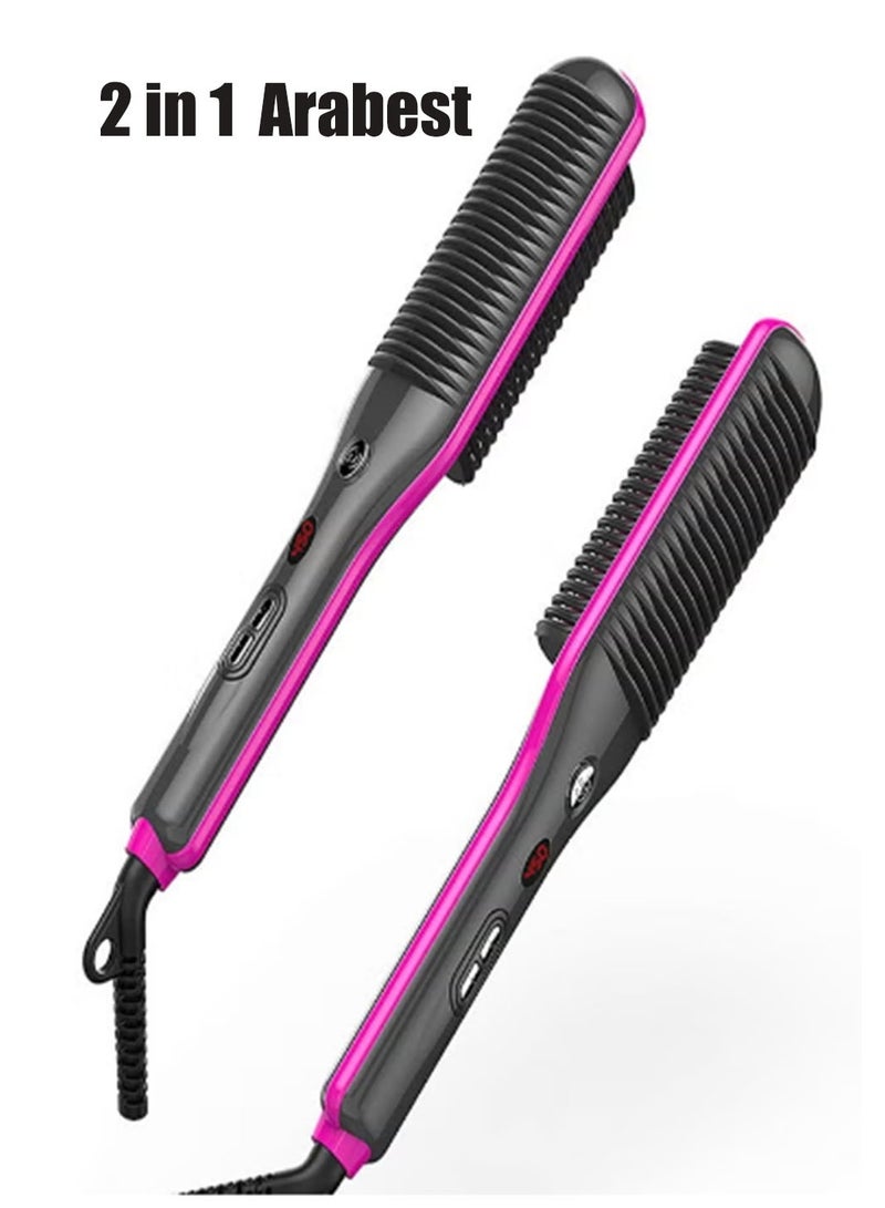 Arabest Hair Straightener Brush,   2 in 1 Hair Straightener Comb with Free Temperature Adjustment, Ring Hair Straightener Comb Straightening Brush for Women with 5 Temps 20s Fast Heating & Dual Voltage, Black ﻿ - Image 1