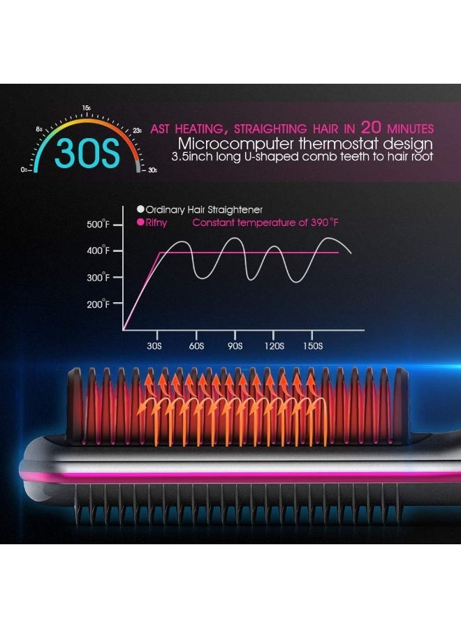 Arabest Hair Straightener Brush,   2 in 1 Hair Straightener Comb with Free Temperature Adjustment, Ring Hair Straightener Comb Straightening Brush for Women with 5 Temps 20s Fast Heating & Dual Voltage, Black ﻿ - Image 3