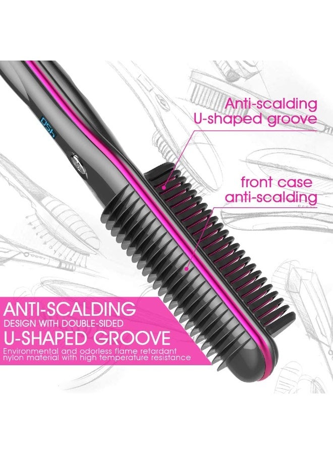 Arabest Hair Straightener Brush,   2 in 1 Hair Straightener Comb with Free Temperature Adjustment, Ring Hair Straightener Comb Straightening Brush for Women with 5 Temps 20s Fast Heating & Dual Voltage, Black ﻿ - Image 2