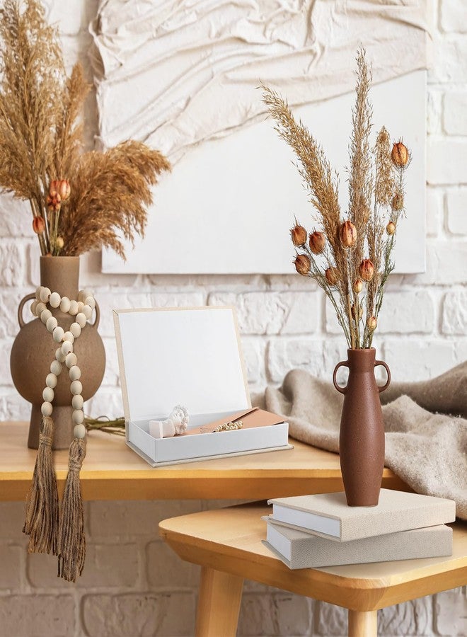 GlikCeil Linen Covered Decorative Books, Set of 3, Coffee Table Books Fabric Book Decor with Wooden Beaded Tassel Neutral Home Decor for Rustic Farmhouse Modern Shelves Tiered Tray - Image 5