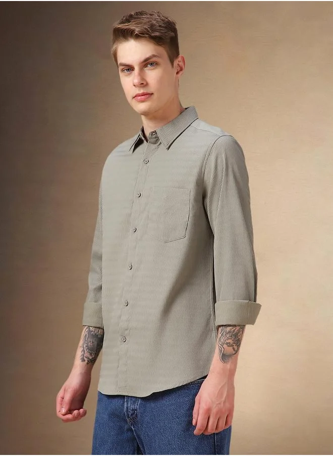 Dennis Lingo Textured Regular Fit Collared Shirt with Pocket