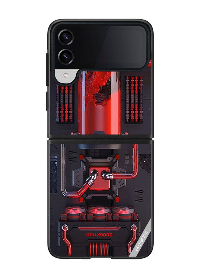 VR CREATIVE Protective Case Cover For Samsung Galaxy Z Flip4 Red X9 Design Multicolour - Image 1