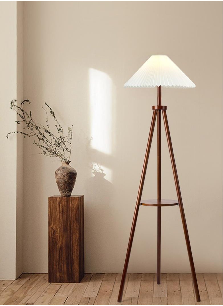 Onelight ONELIGHT Tripod Wooden Storage Floor Lamp, 3-Color Adjustment, Foot Switch, Coffee Table Storage, Shelf Standing Lamp  - Image 1