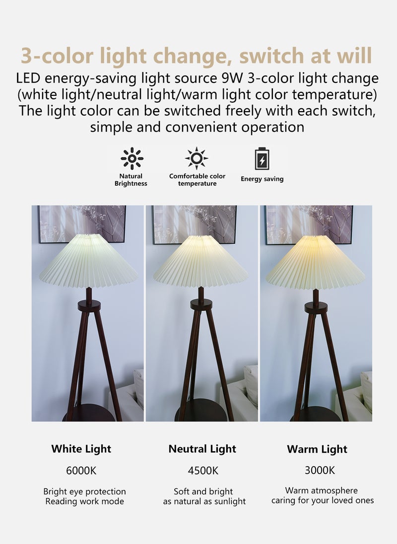 Onelight ONELIGHT Tripod Wooden Storage Floor Lamp, 3-Color Adjustment, Foot Switch, Coffee Table Storage, Shelf Standing Lamp  - Image 4