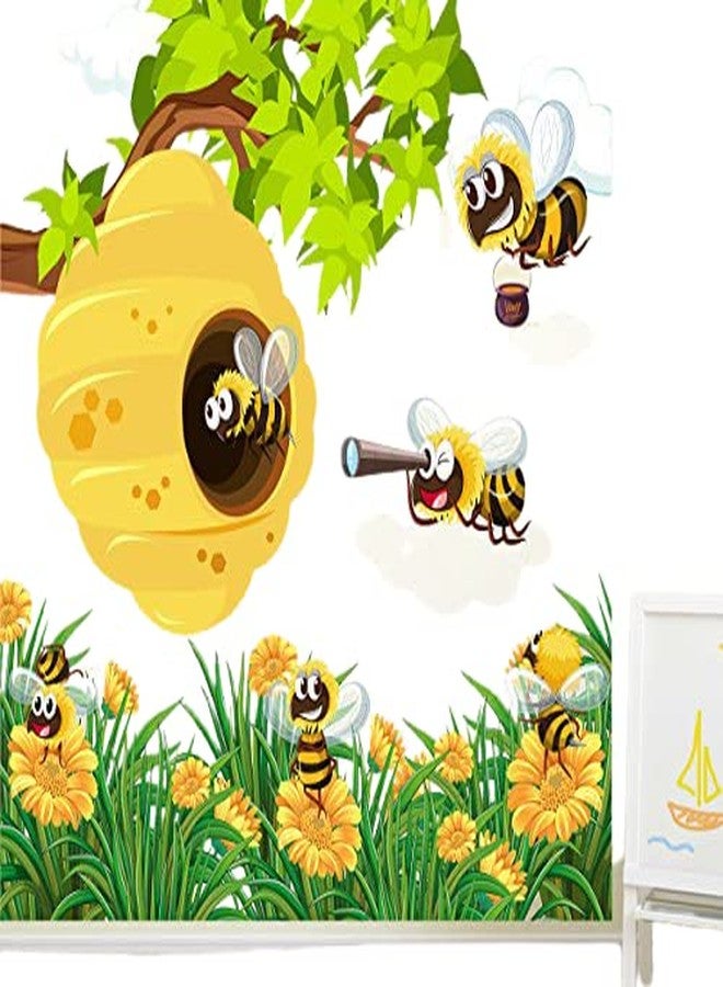 LANS WALLSTICKY Group of Honey Bees with Sun Flower Sticker - Image 1