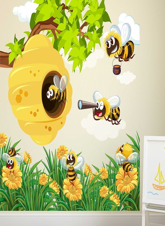 LANS WALLSTICKY Group of Honey Bees with Sun Flower Sticker - Image 3