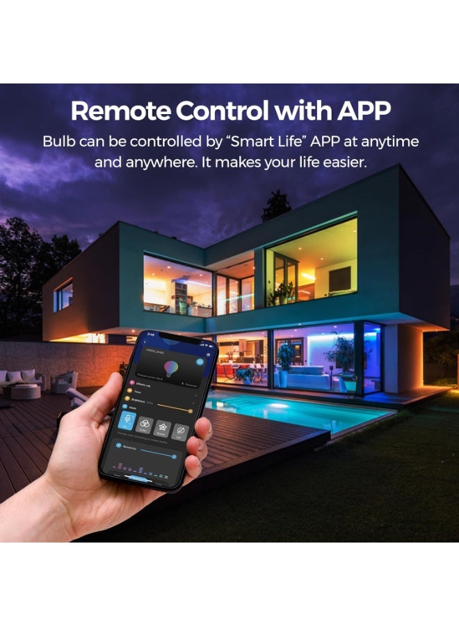 CAROSKI مصباح واي فاي ذكي 9 واط حزمة من 4 مصابيح LED سويتش بوت ملونة متعددة الألوان - Image 3