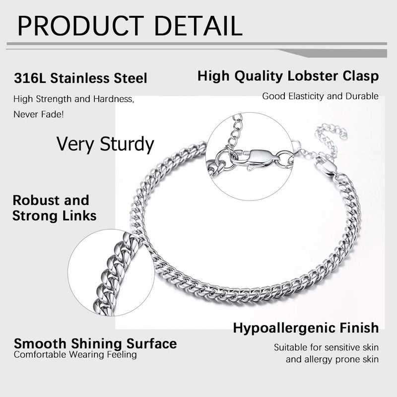 PROSTEEL Stainless Steel Chain Anklets for Women, Silver/Gold Tone, Ankle Bracelets Hypoallergenic, 8-10.5 Inch Adjustable, Come with Box - Image 4