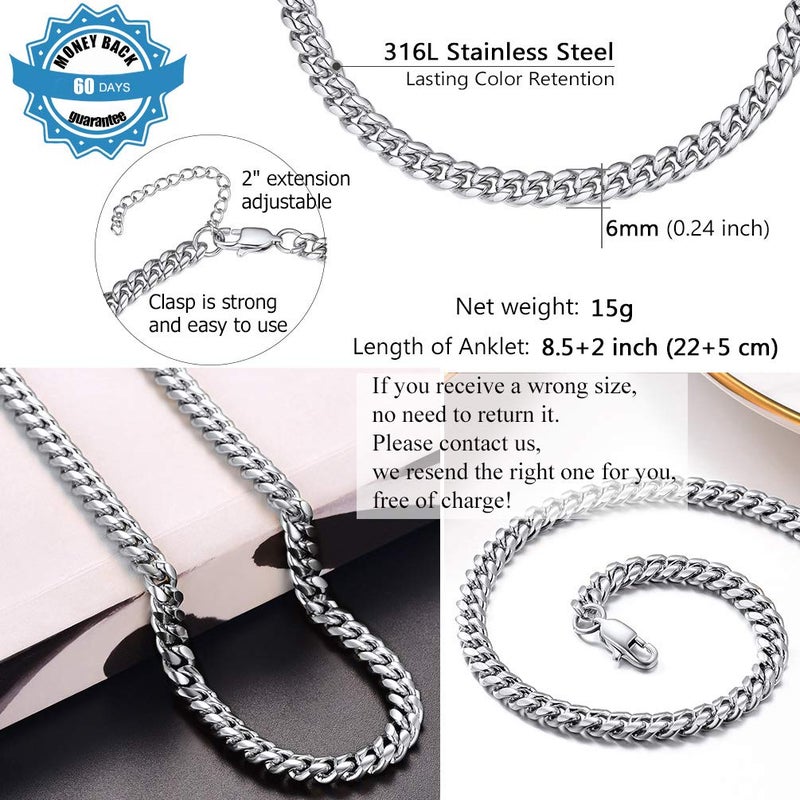 PROSTEEL Stainless Steel Chain Anklets for Women, Silver/Gold Tone, Ankle Bracelets Hypoallergenic, 8-10.5 Inch Adjustable, Come with Box - Image 3