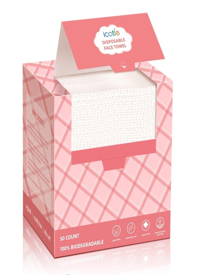 ICOTLE Disposable Face Towels, 10"×12" Facial Towelettes Disposable, Makeup Remover Dry Wipes for Sensitive Skin, Makeup Removing, Cleansing, Nursing, Travel - Image 1