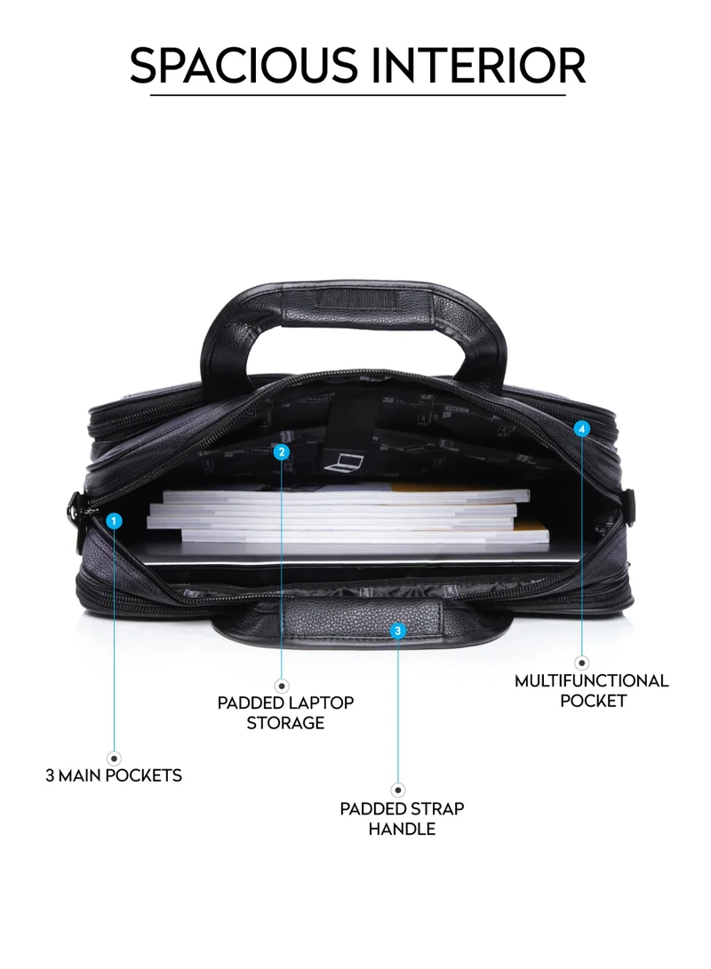 PARAJOHN Secure Business Professional Multi-Purpose Travel Laptop Bag with Hideaway Handles, Cross Shoulder Strap, Protective Padding / Office Bag, Macbook Bag