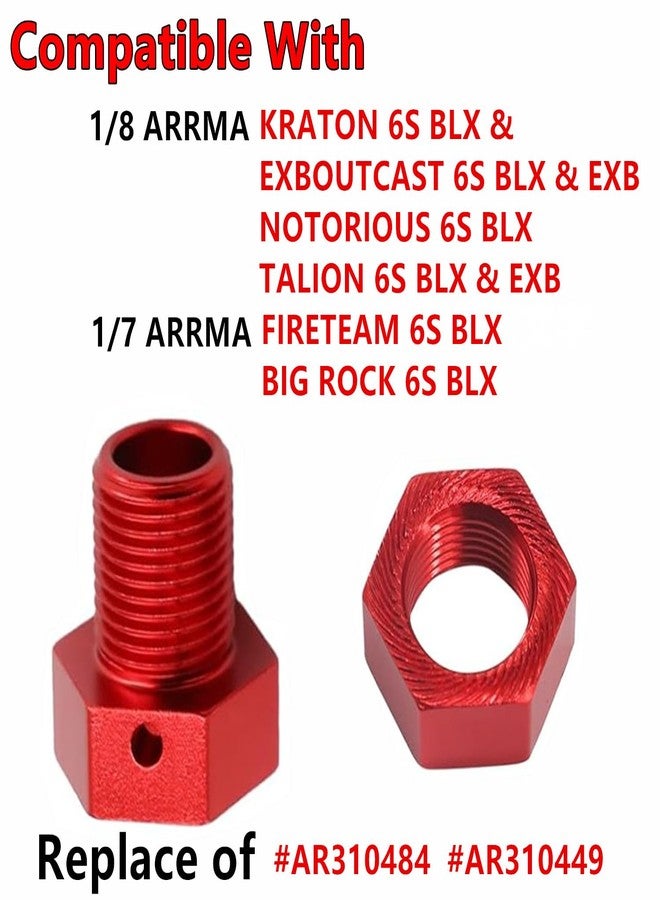UURCSKY Alloy 17mm Wheel Hex 5mm Extended for ARRMA 6S 1/8 KRATON Typhon Outcast Notorious 6S 1/7 Fireteam/Big Rock/Limitless F1 Upgrade Part # AR310484# AR310449(Red) - Image 2