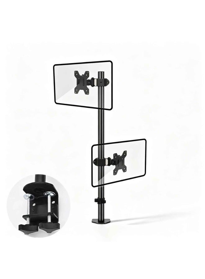 Vertical Dual Monitor Stand, Free-Standing Monitor Desk Mount, Monitor Riser with Swivel,Tilt,Height Adjustable,Stack Two Screens up to 32 inches,22 Lbs,VESA Stand 100 x 100mm, 75 x 75mm - Image 1