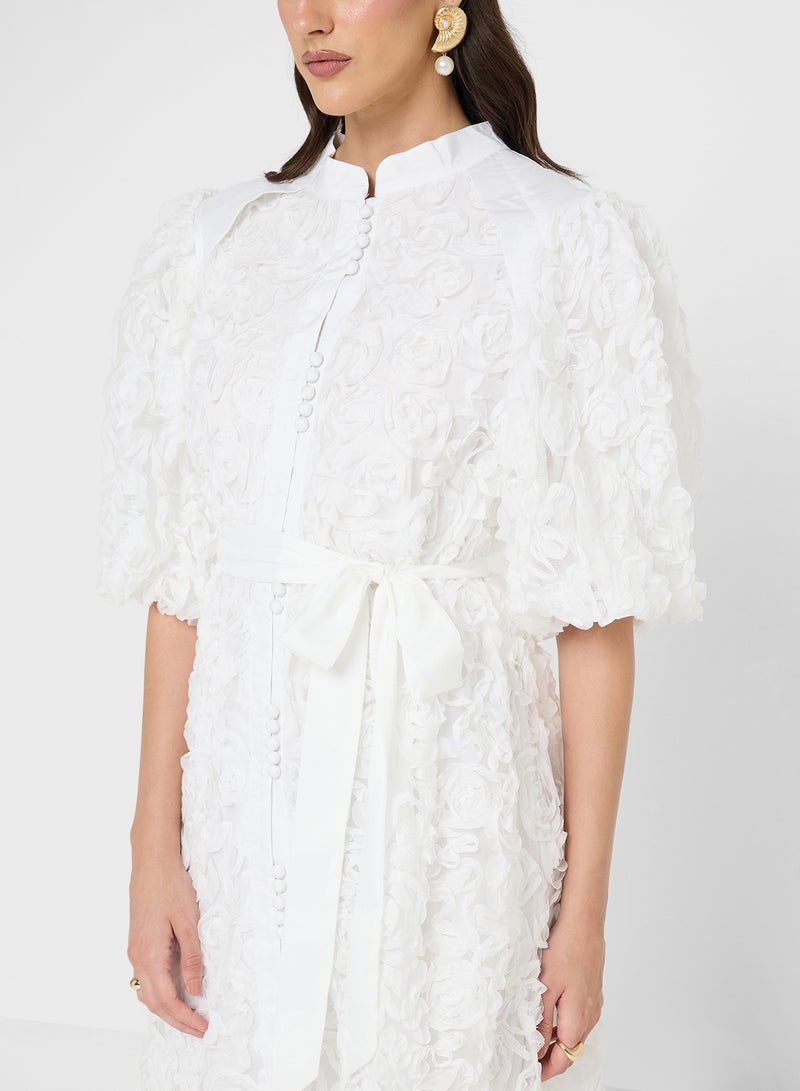 Khizana 3D Floral Shirt Dress With Puff Sleeves - Image 3