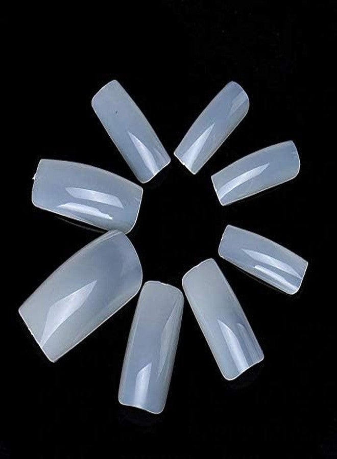 Evrysdi False Nails Tips Perfect Length Natural Artificial Nails Reusable with Glue for Women, Girls, Ladies (100 pcs,Color: White) - Image 3