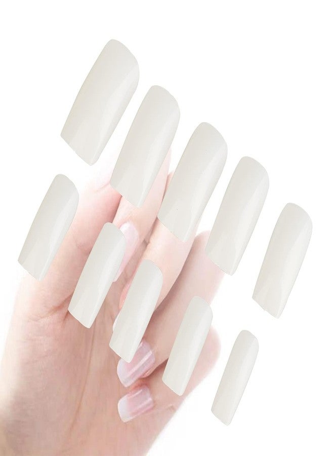 Evrysdi False Nails Tips Perfect Length Natural Artificial Nails Reusable with Glue for Women, Girls, Ladies (100 pcs,Color: White) - Image 1