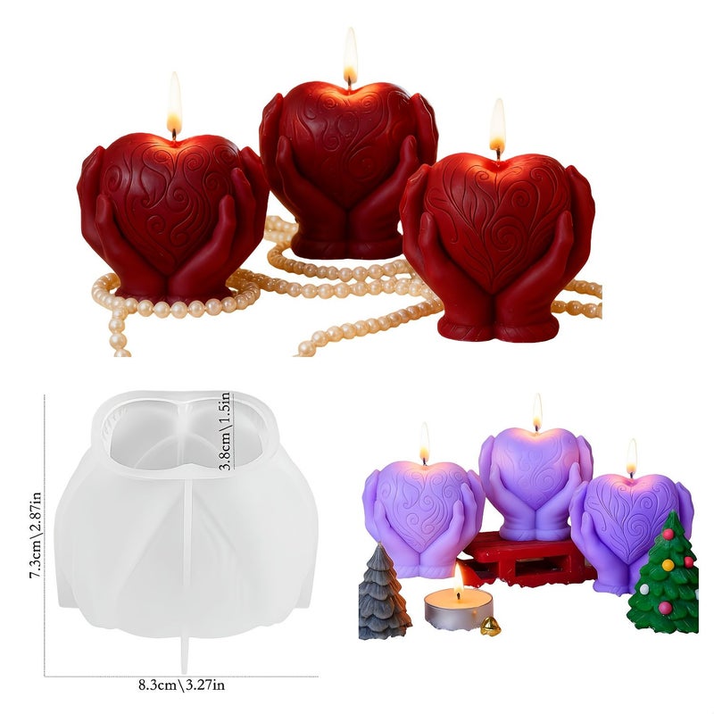 2 Piece Handheld Heart Candle Mold Set Silicone High Temperature Resistant for Soy Wax - Image 2