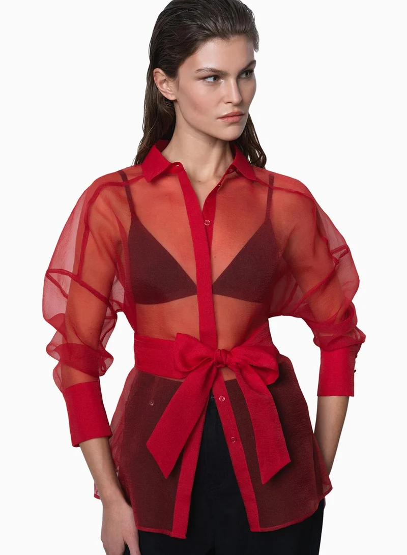 Mai Organza Tie Waist Shirt