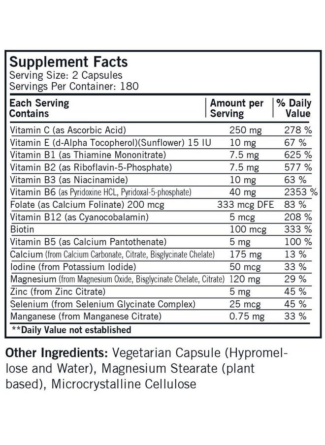 Kirkman - Kirkman Super Nu-Thera® w/o Vitamins A and D - Hypoallergenic || 360 Vegetarian Capsules || Multi Vitamin || Provides high Vitamin B-6 and Magnesium Content || Gluten and Casein Free - Image 1