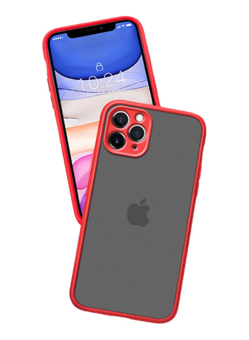 iPhone 16 Pro Max 6.9" Case - Translucent Hard Shell - Shockproof Case with Soft TPU Silicone Bumper (Red) - Image 1