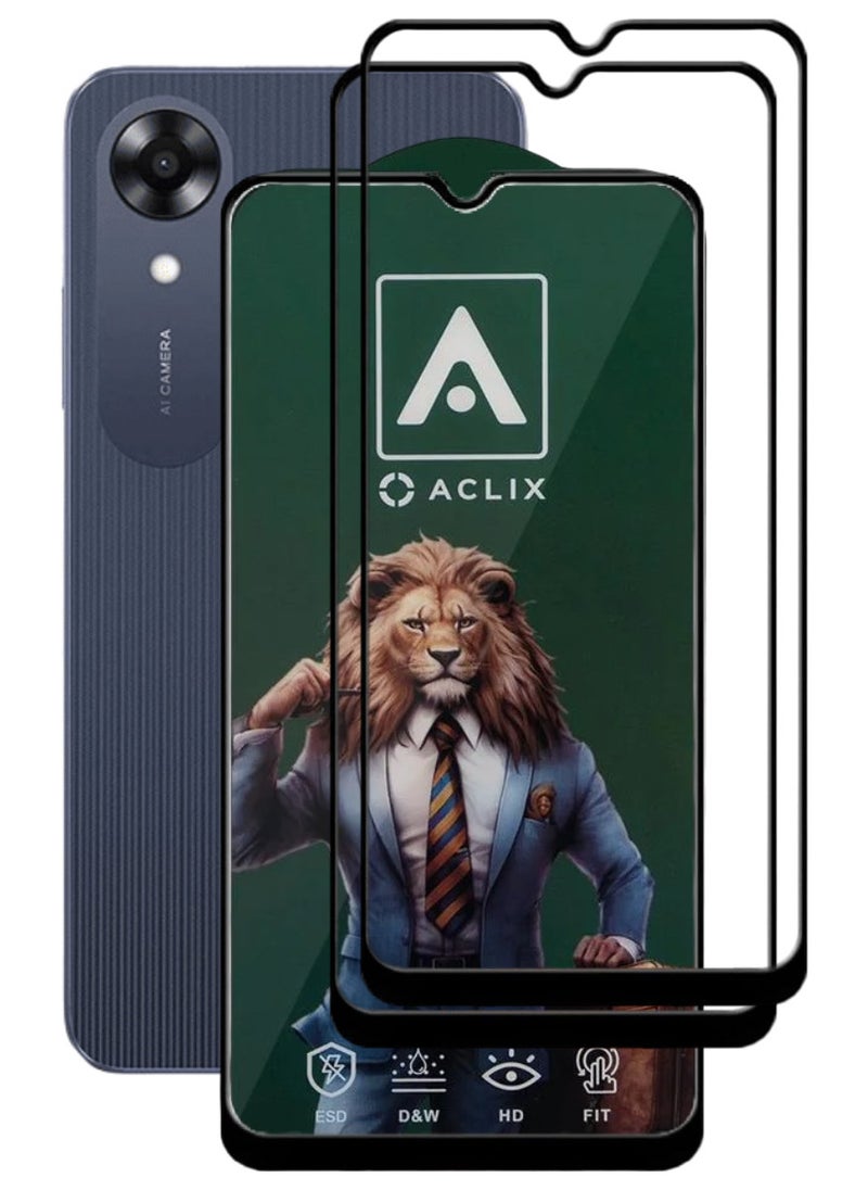 ACLIX 2 Pieces Antistatic ESD Dustproof Premium Quality High Definition Tempered Glass Screen Protector Designed For Oppo A17k - Image 1