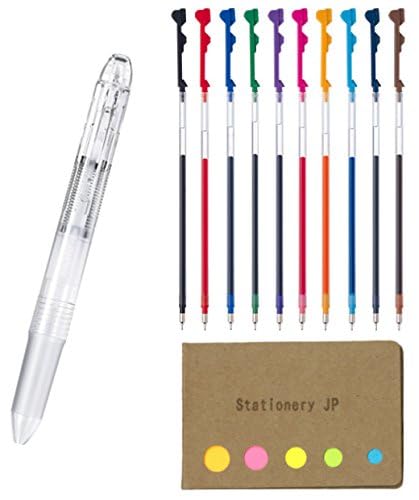 Stationery JP Pilot Hi-tec-c Coleto 5 Color Multi Pen Body Component, Clear, Rubber grip, 0.3mm 10 Color Ink Refills, Sticky Notes Value Set - Image 2
