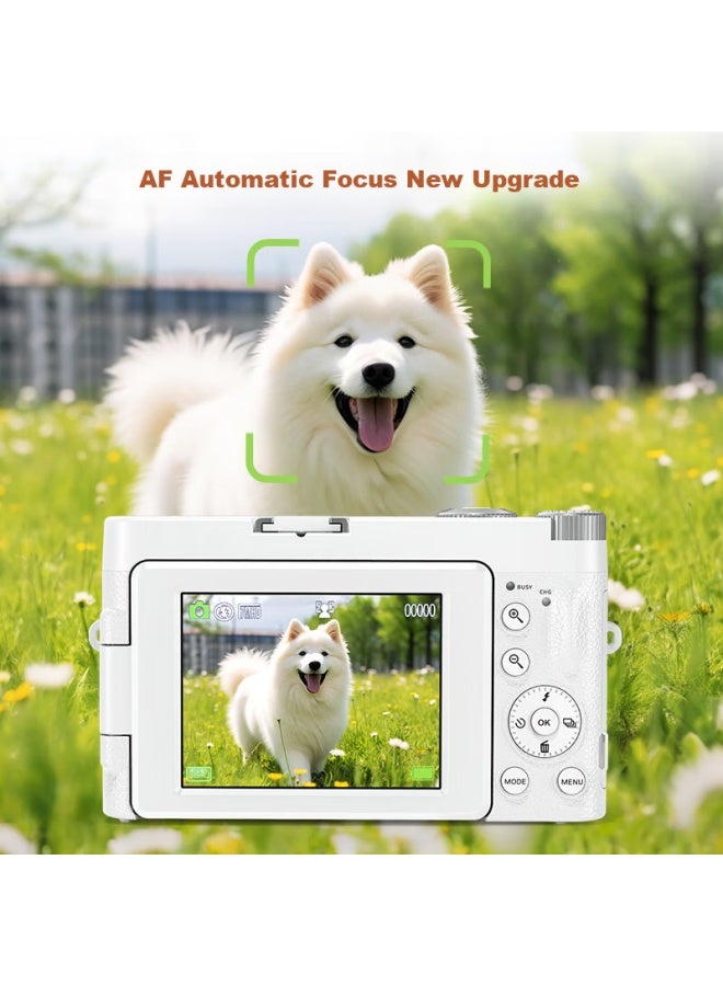 Caizu Student Entry-level Mirrorless 64mp Hd Flip Screen Digital Slr Camera Vlog Shooting Recording Beauty Replacing Ccd Camera Silver White Wide-angle Lens 256g - Image 3