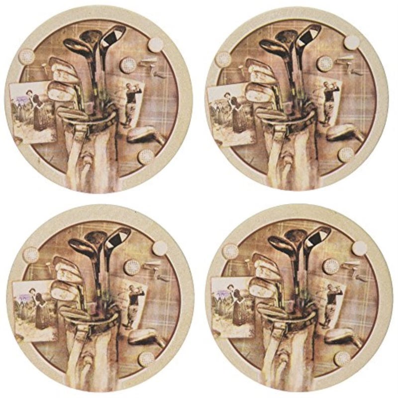Thirstystone Golf Treasures Natural Sandstone Coasters with Protective Cork Backing 4 Pack Eco-Friendly, Absorbent, Easily Wipes Clean - Image 5