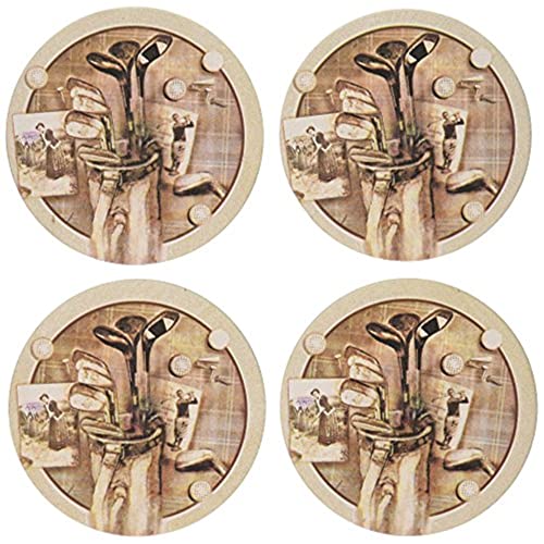 Thirstystone Golf Treasures Natural Sandstone Coasters with Protective Cork Backing 4 Pack Eco-Friendly, Absorbent, Easily Wipes Clean - Image 1