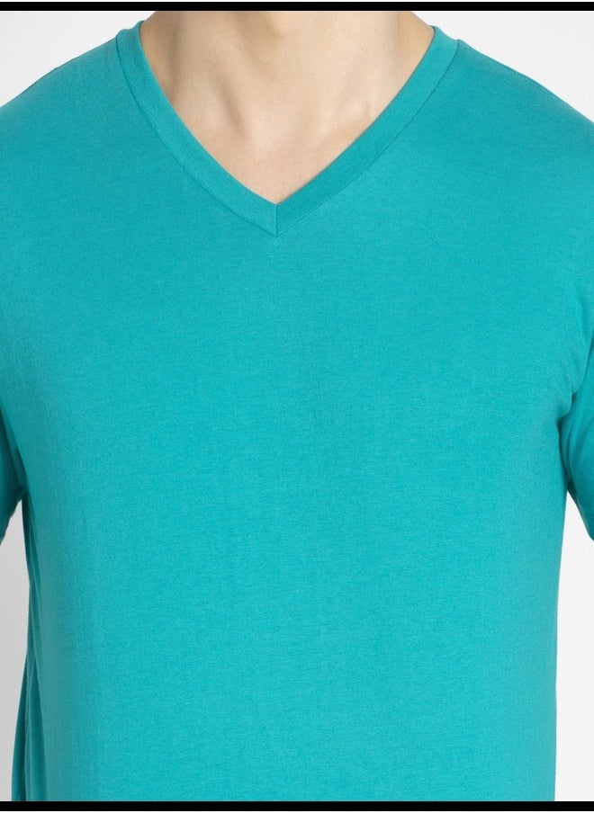 JOCKEY - Jockey 2726 Men's Super Combed Cotton Rich Solid V Neck Half Sleeve T-Shirt - Image 1