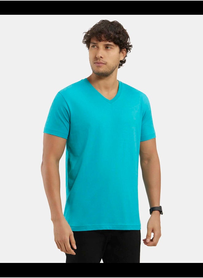 JOCKEY - Jockey 2726 Men's Super Combed Cotton Rich Solid V Neck Half Sleeve T-Shirt - Image 1