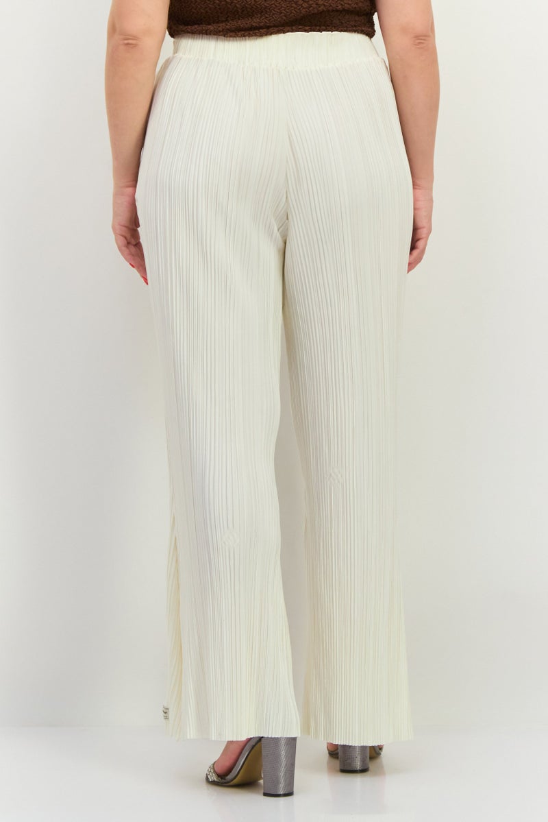 The Giving Movement Women Regular Fit Textured Wide Leg Pants, Off White  - Image 2