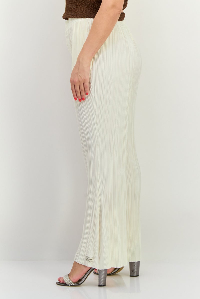 The Giving Movement Women Regular Fit Textured Wide Leg Pants, Off White  - Image 4