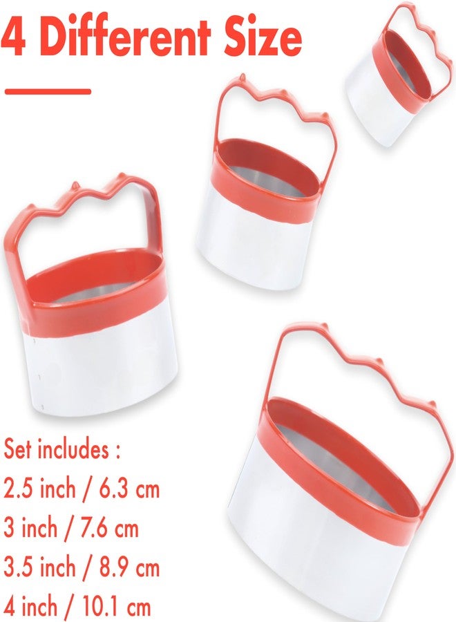 COOKIEQUE 4-Piece Round Cookie & Biscuit Cutters Set - Ergonomic Design, Red Silicone Grip, 0.4mm Stainless Steel, Ideal for Baking Fun Treats, Sizes: 2.5", 3", 3.5", 4" - Image 2