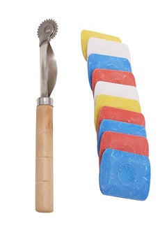 Shree Shyam Shree Shyam Tracer Tracing Wheel Sewing Tool with Wooden Handle 1 Piece Sewing Tailors Marker Chalks 10 Pieces  - Image 1