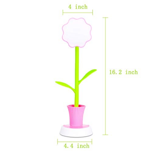 Uniwit Desk Lamp for Kids Sunflower LED Charging Table Lamp Support Eye Protection Small Desk Folding for Reading,Study and Office, Adjustable Brightness - Pink - Image 5